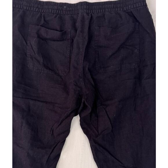 Old Navy Womens XL Drawstring Black Pants Linen Rayon Blend Pockets - Picture 8 of 9